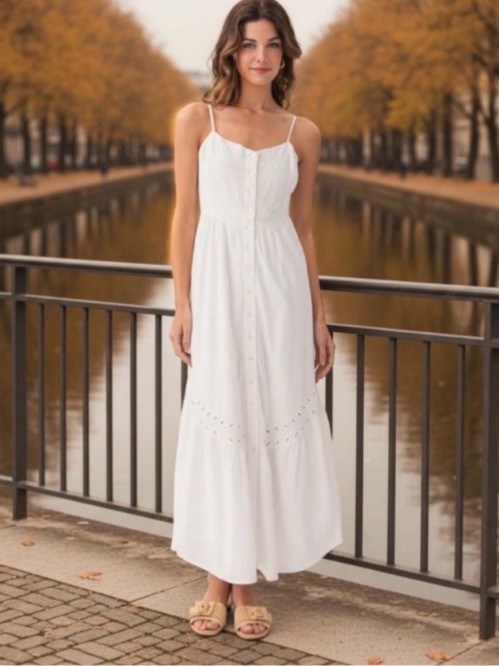 The Z Supply White Citadelle Embroidered Linen Maxi Dress - Picture 5 of 11